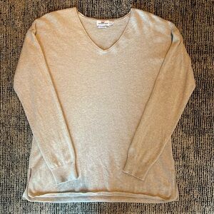 EUC Vineyard Vines Heather Oatmeal Cashmere V Neck Sweater